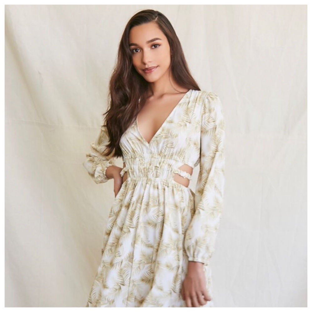 Forever21 Cutout Leaf Print Maxi Spring/Summer Dress
